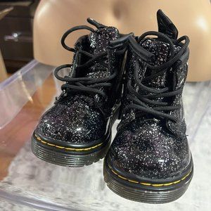 Dr Marten's Black Glitter Lace Up Boots Toddler Size 4